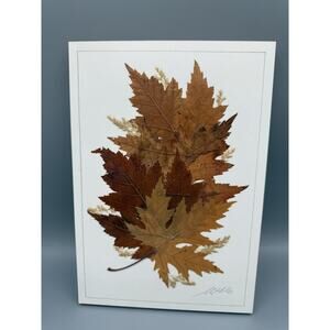Pressed Leaf Art Handmade Canada Botanical Wall Decor Signed Country Girl
